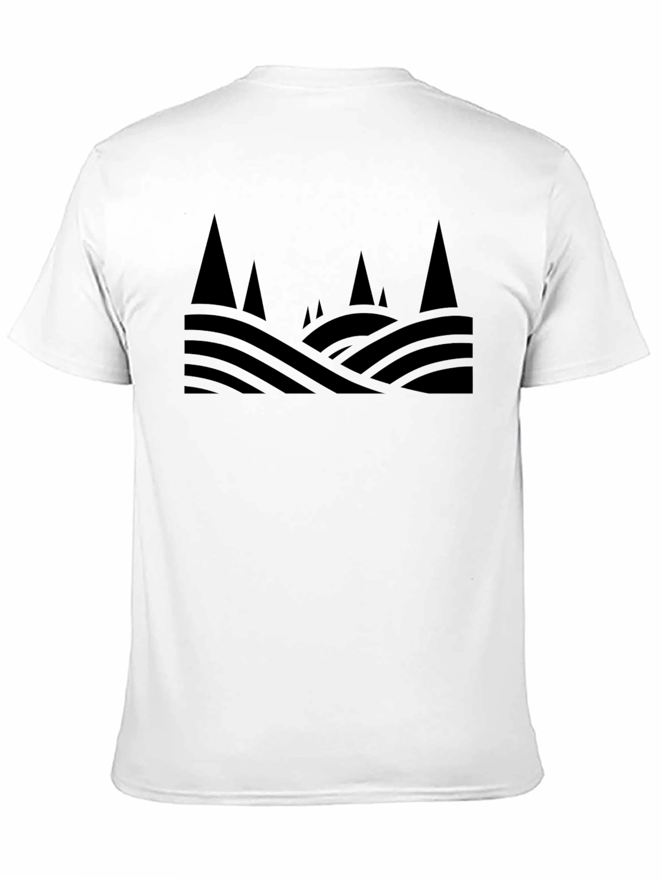 Mens Black Graphic Tee - Abstract Mountain Design