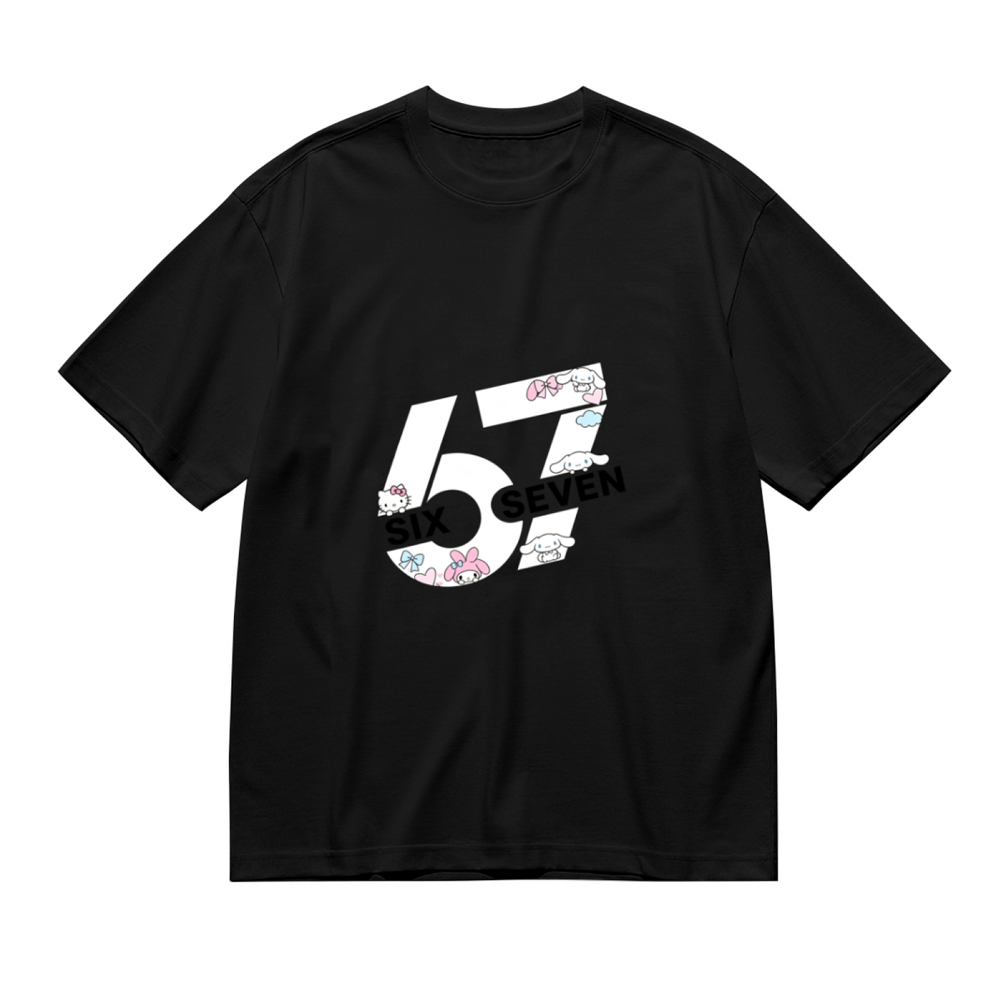 Sanrio Characters Number 57 Stylish Plus?Size Black Women T?Shirt