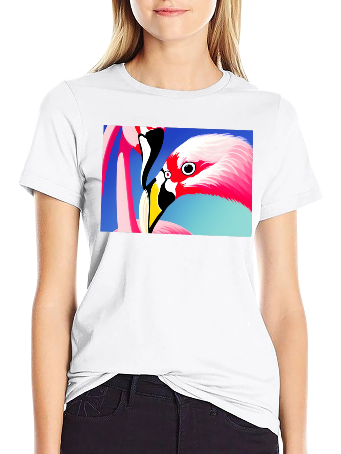 Flamingo Graphic Tee - Stylish Black T-Shirt