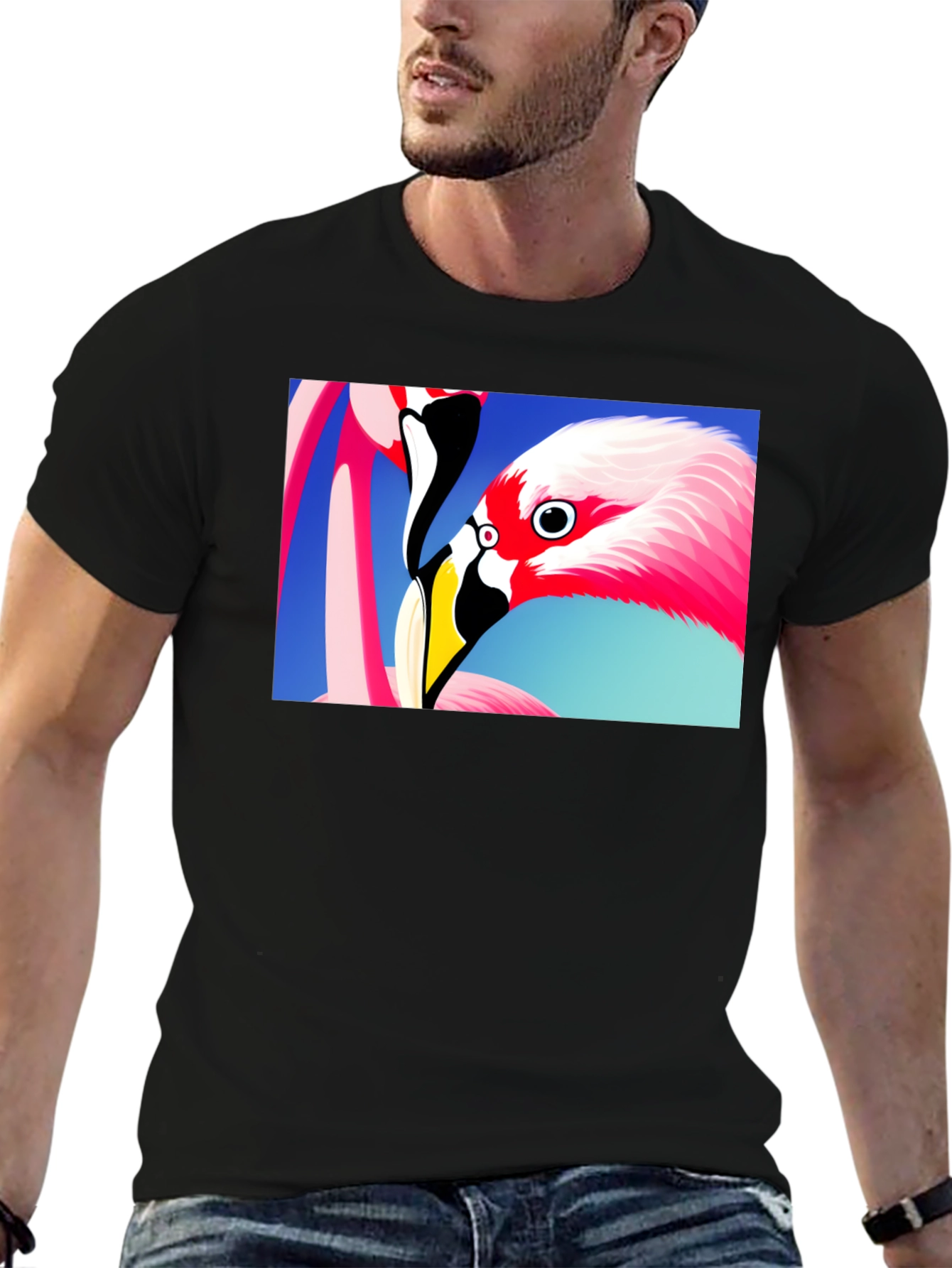 Flamingo Graphic Tee - Stylish Black T-Shirt
