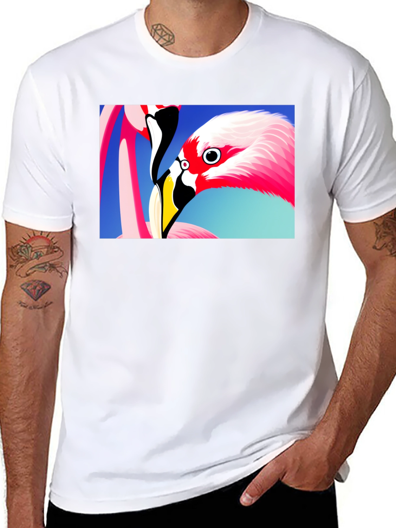 Flamingo Graphic Tee - Stylish Black T-Shirt