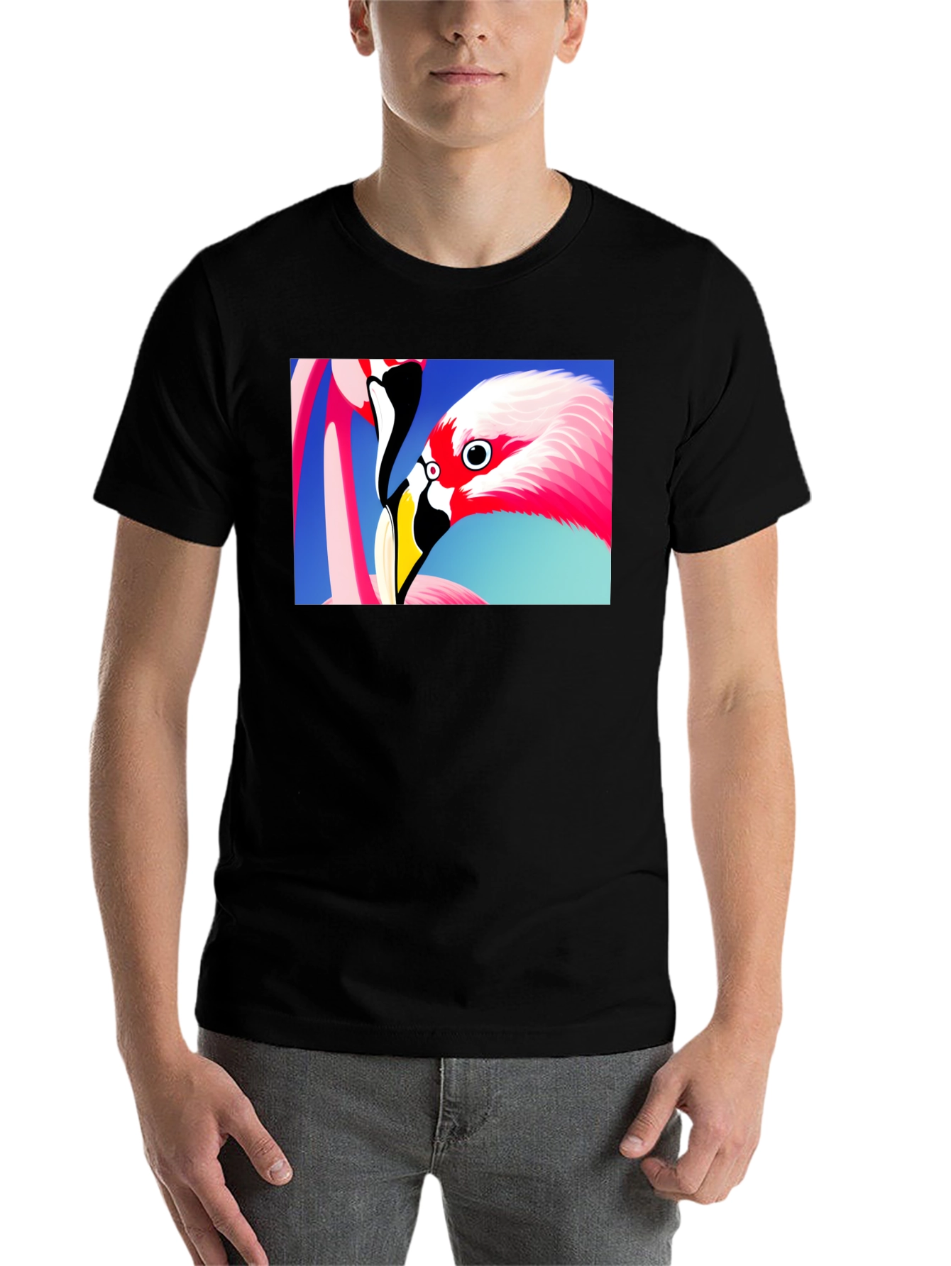 Flamingo Graphic Tee - Stylish Black T-Shirt