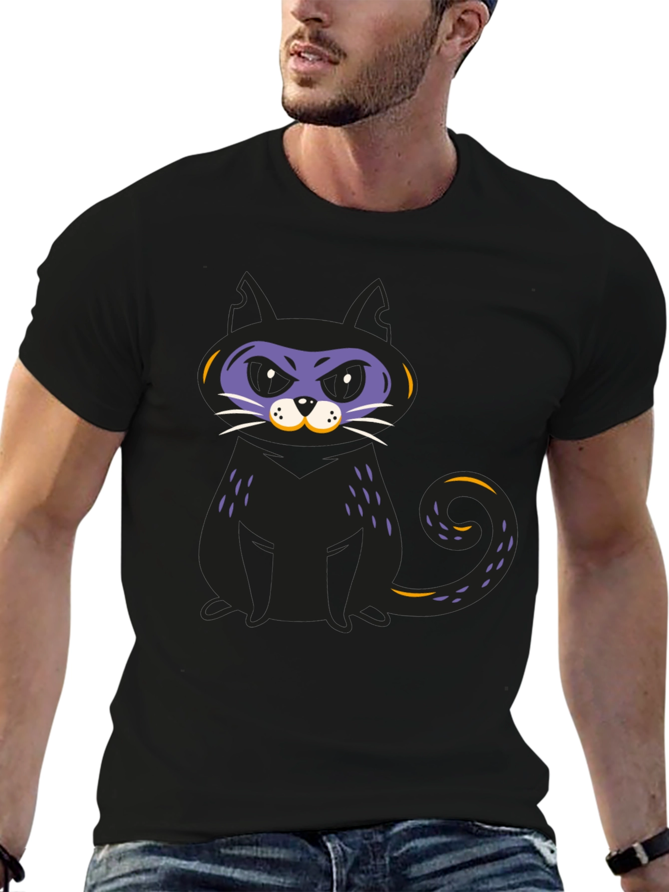 Black Cat Graphic T-Shirt - Halloween Fun