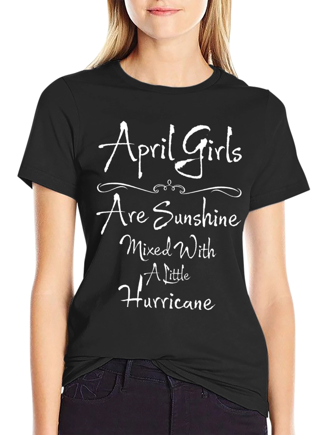April Girls Sunshine Hurricane Black T-Shirt