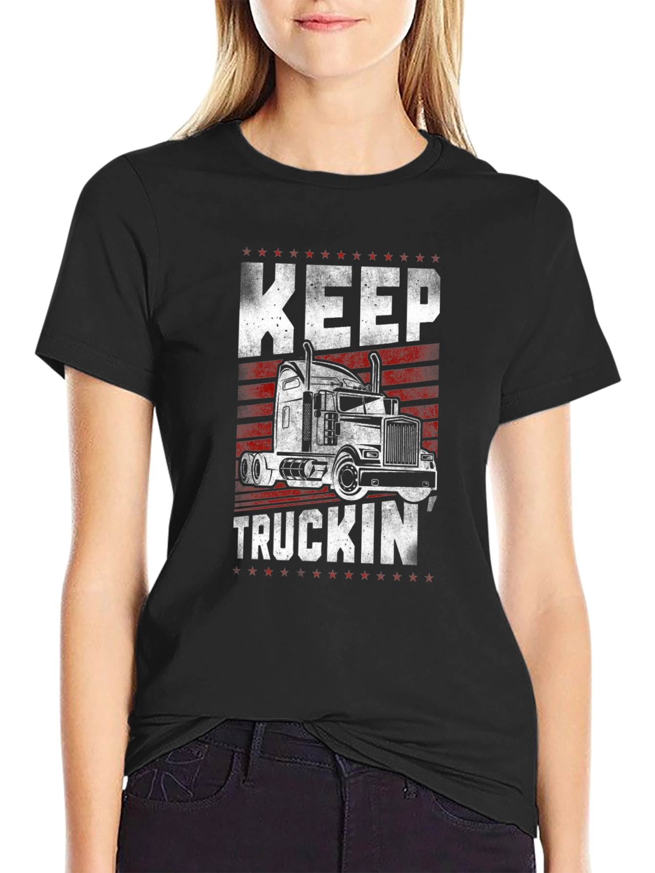 Keep Truckin Black Graphic Tee