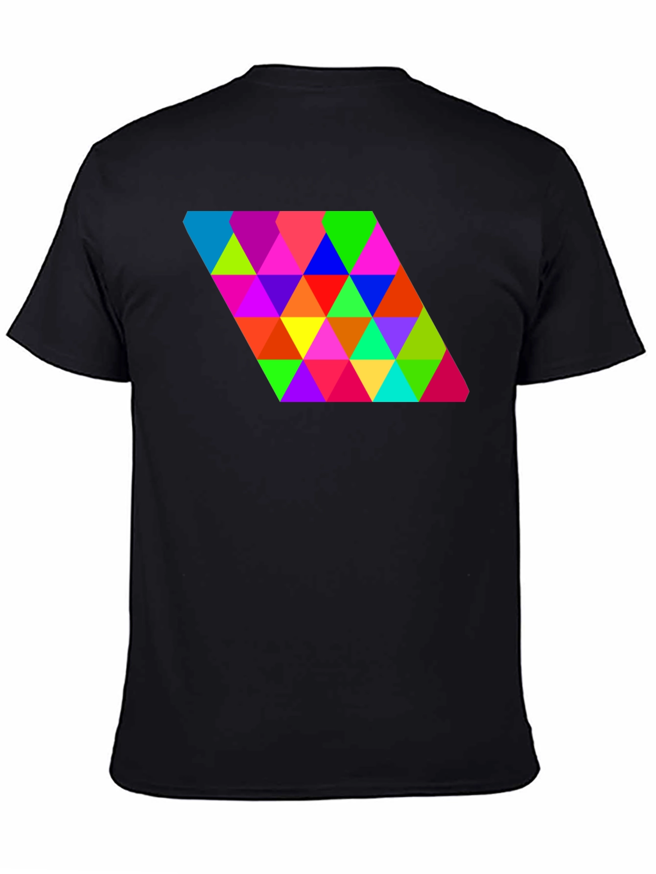 Geometric Triangle Pattern Black Tee