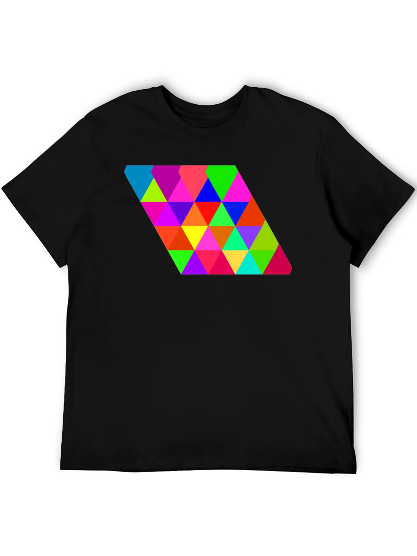 Geometric Triangle Pattern Black Tee