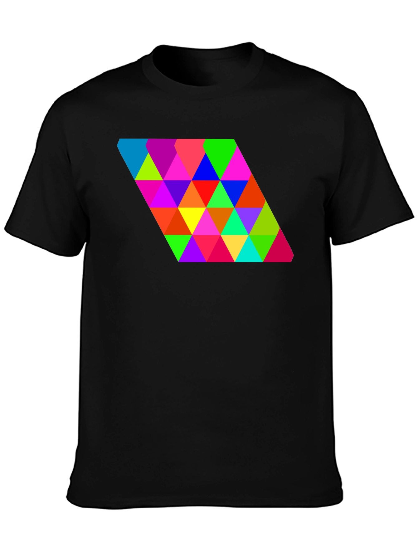 Geometric Triangle Pattern Black Tee