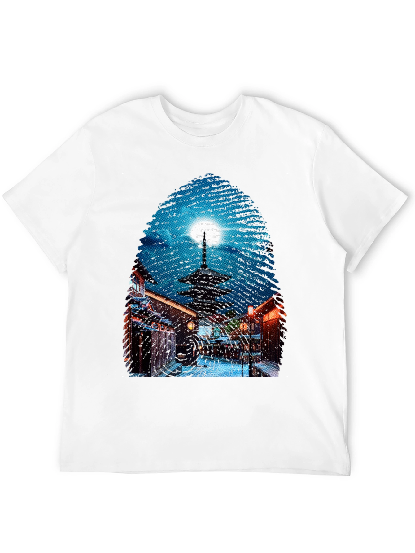 Asian Nightscape Graphic Tee - Black