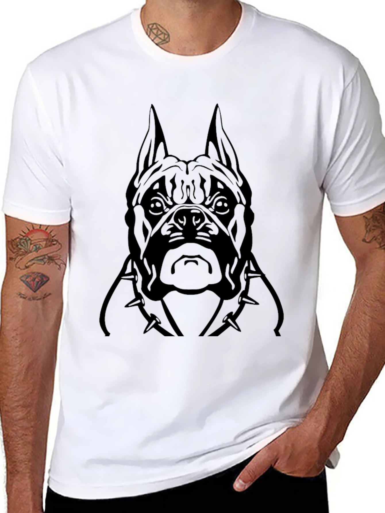 Black Graphic Tee - Dog Head Spike Collar