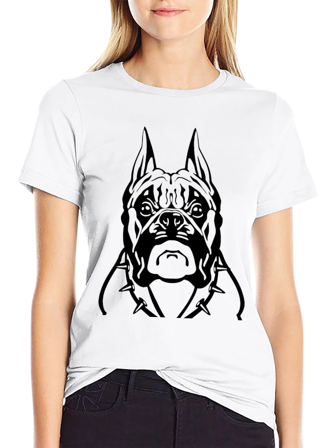 Black Graphic Tee - Dog Head Spike Collar