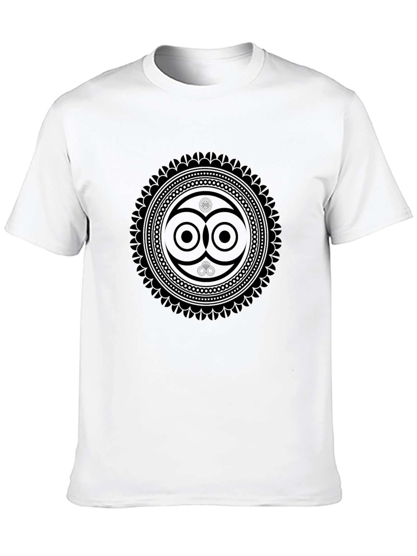 Geometric Owl Print Black T-Shirt