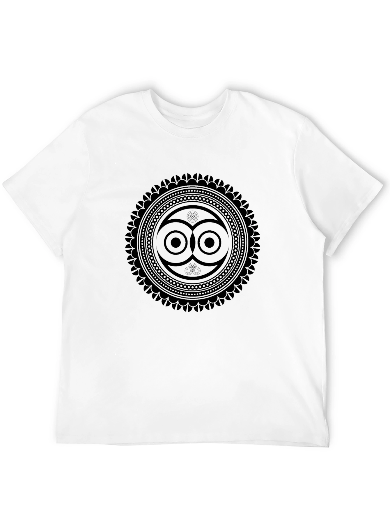 Geometric Owl Print Black T-Shirt