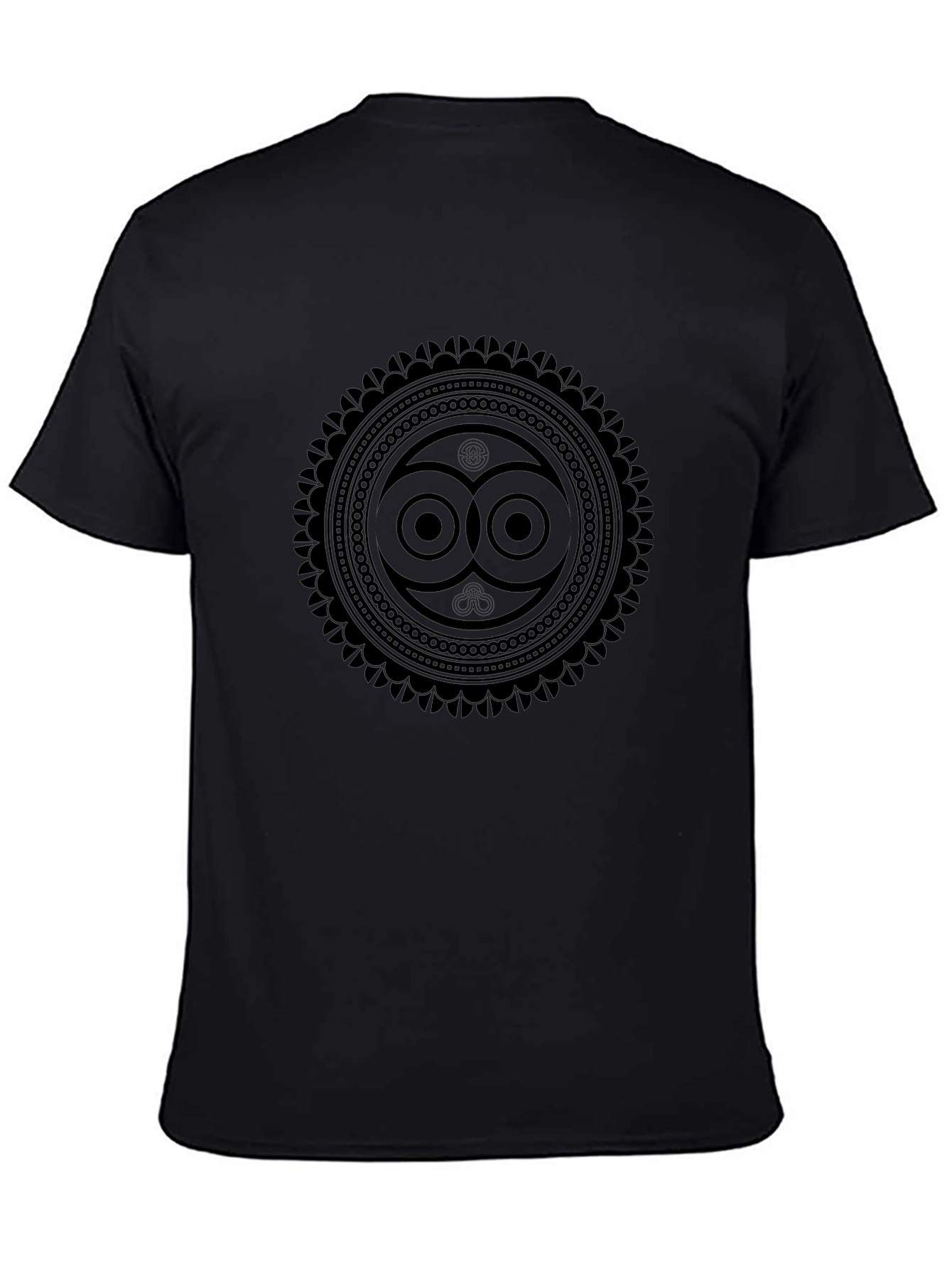 Geometric Owl Print Black T-Shirt