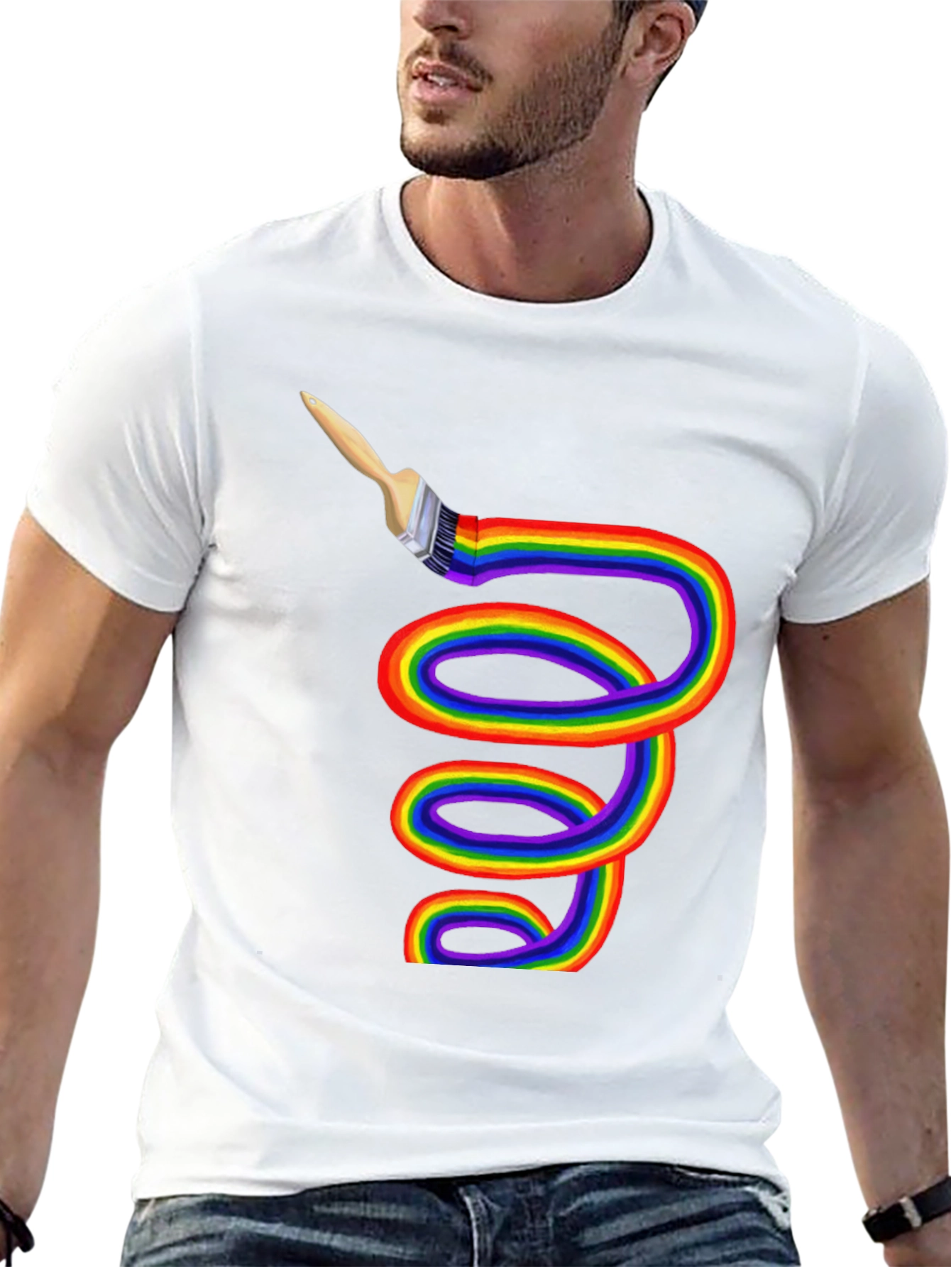 Rainbow Paintbrush Tee - Artistic Expression