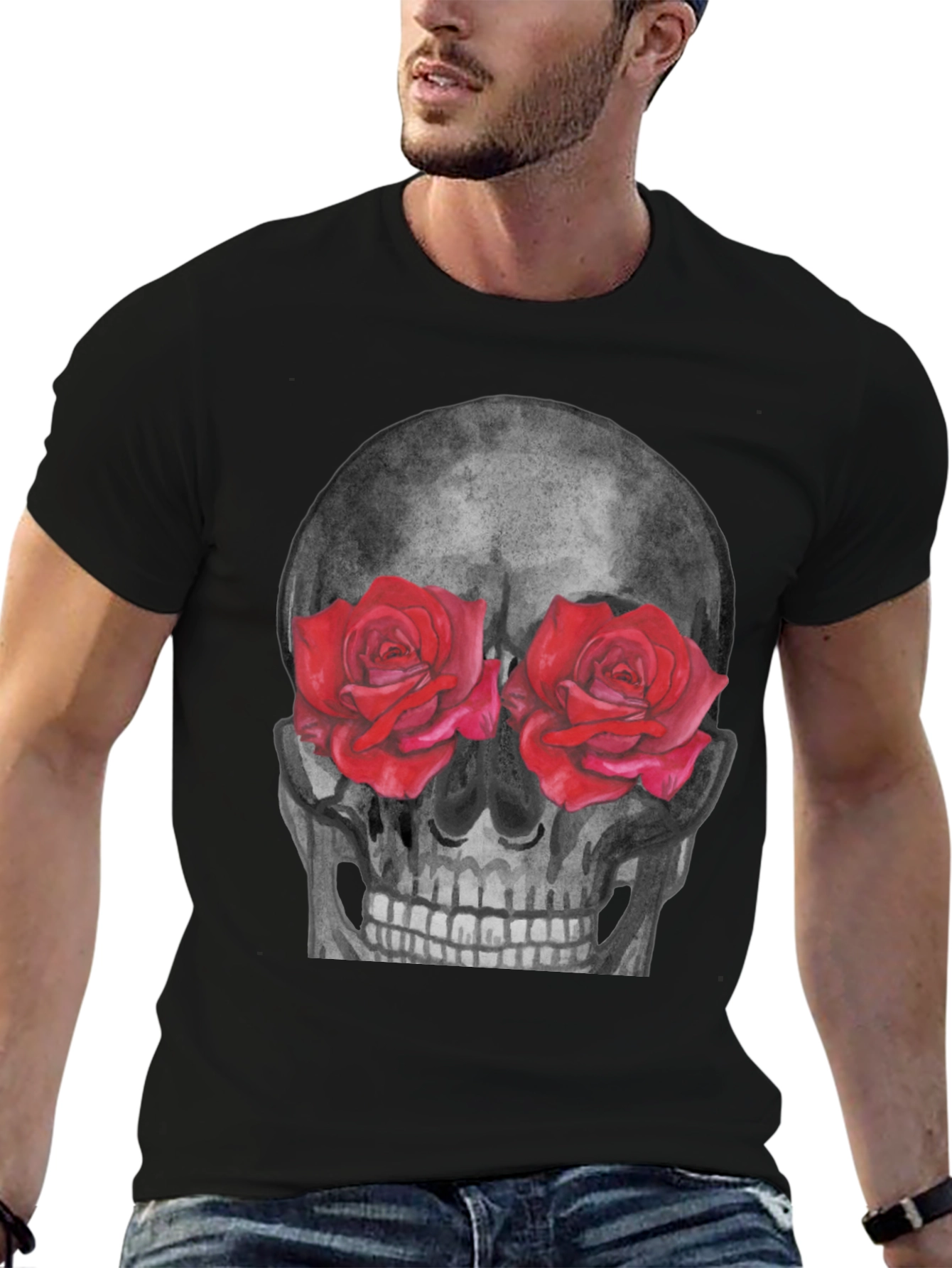 Skull & Roses Graphic Tee - Unique Design