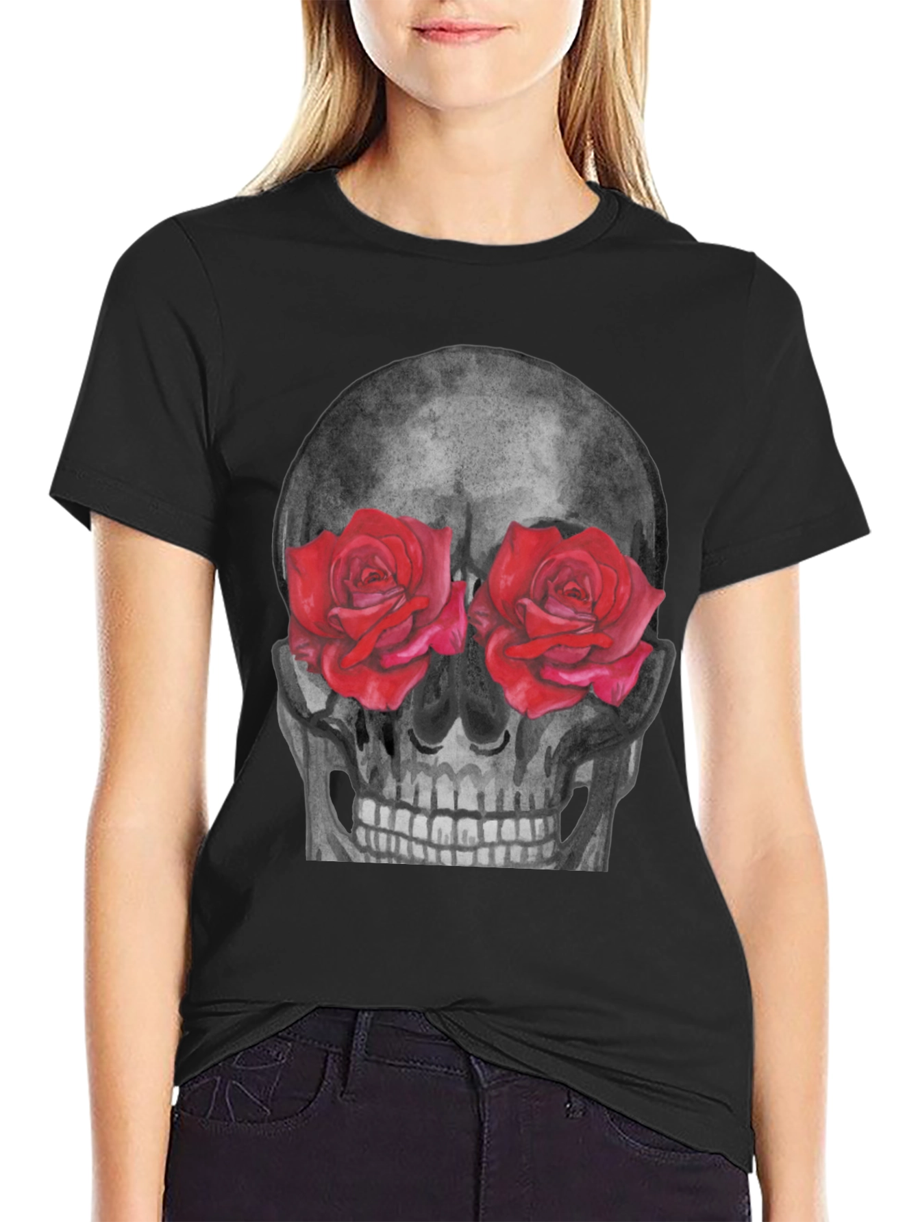 Skull & Roses Graphic Tee - Unique Design