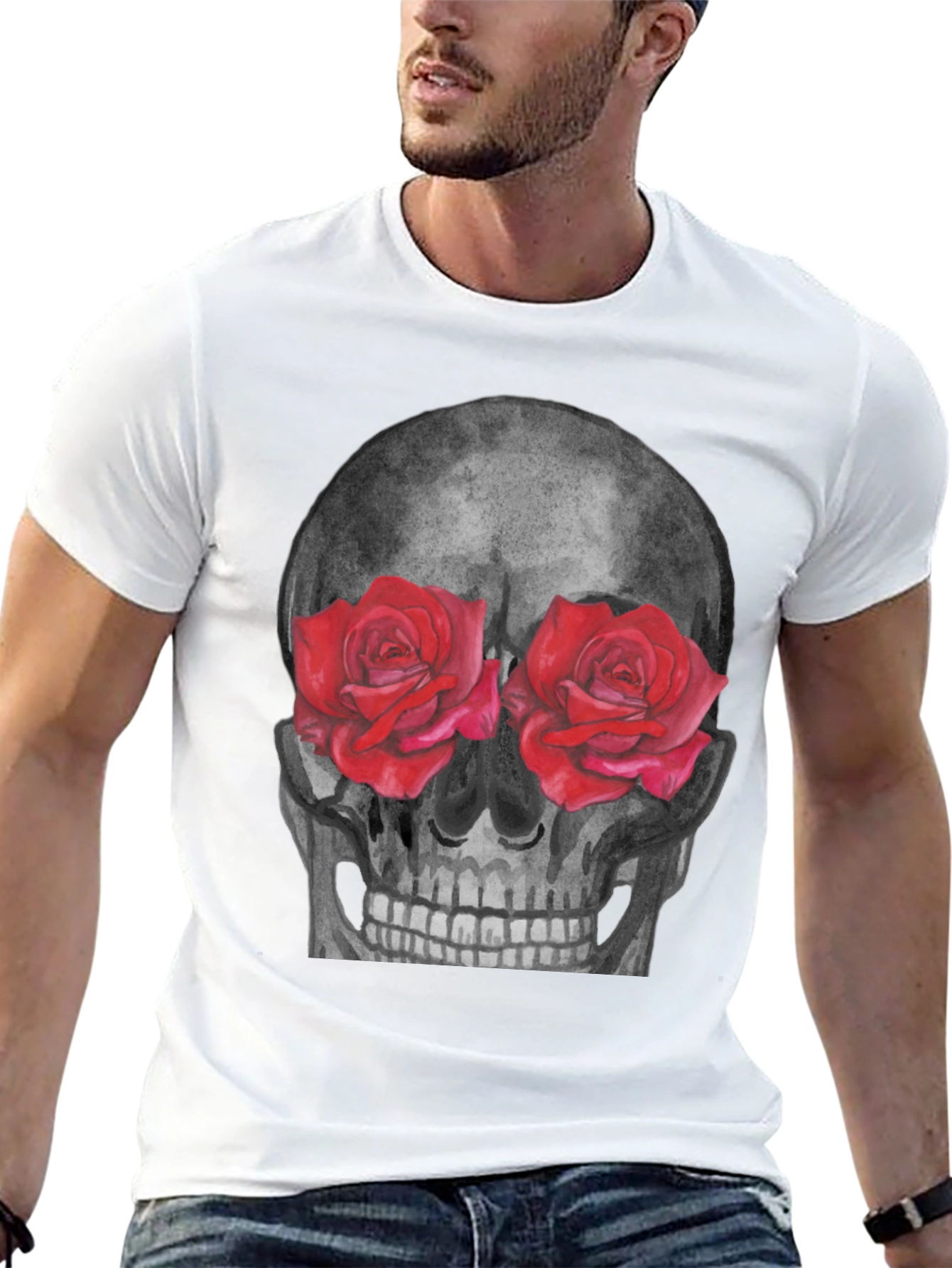 Skull & Roses Graphic Tee - Unique Design