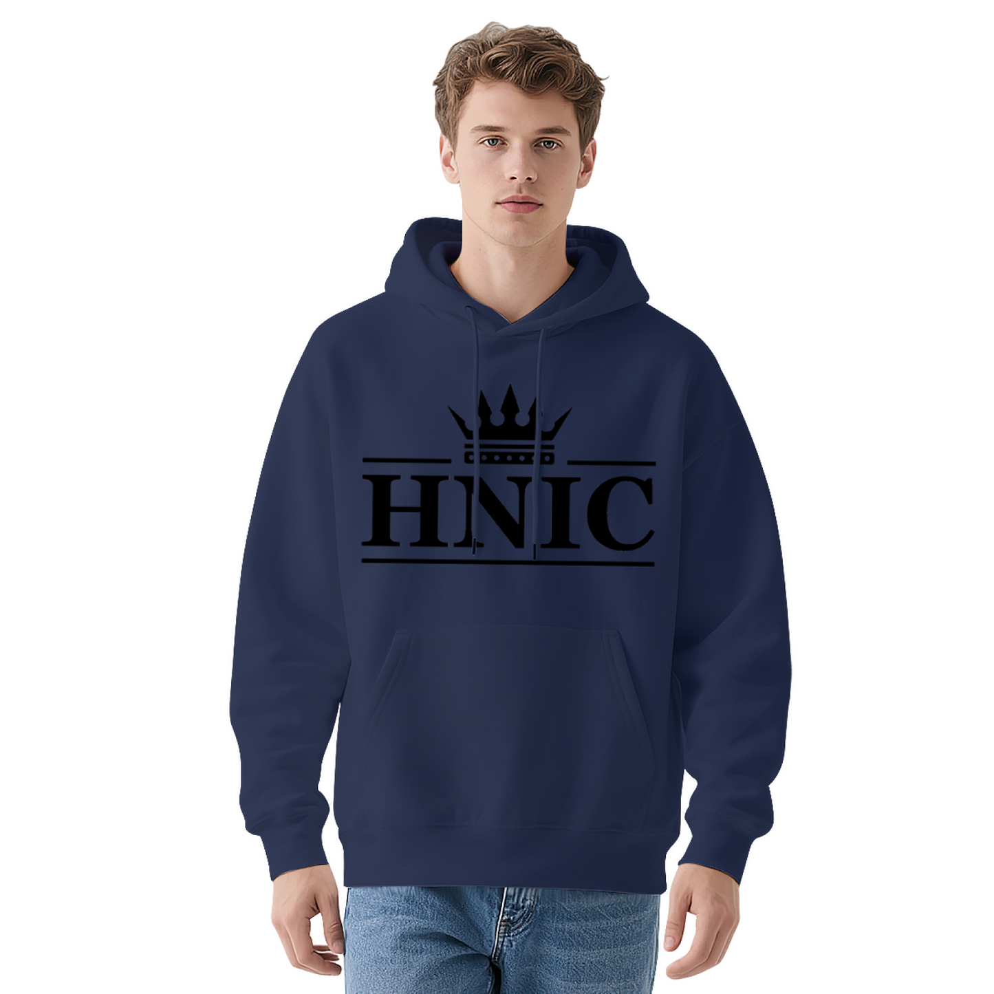 Classic HNIC Crown Logo White Hoodie, Soft Minimalist Top