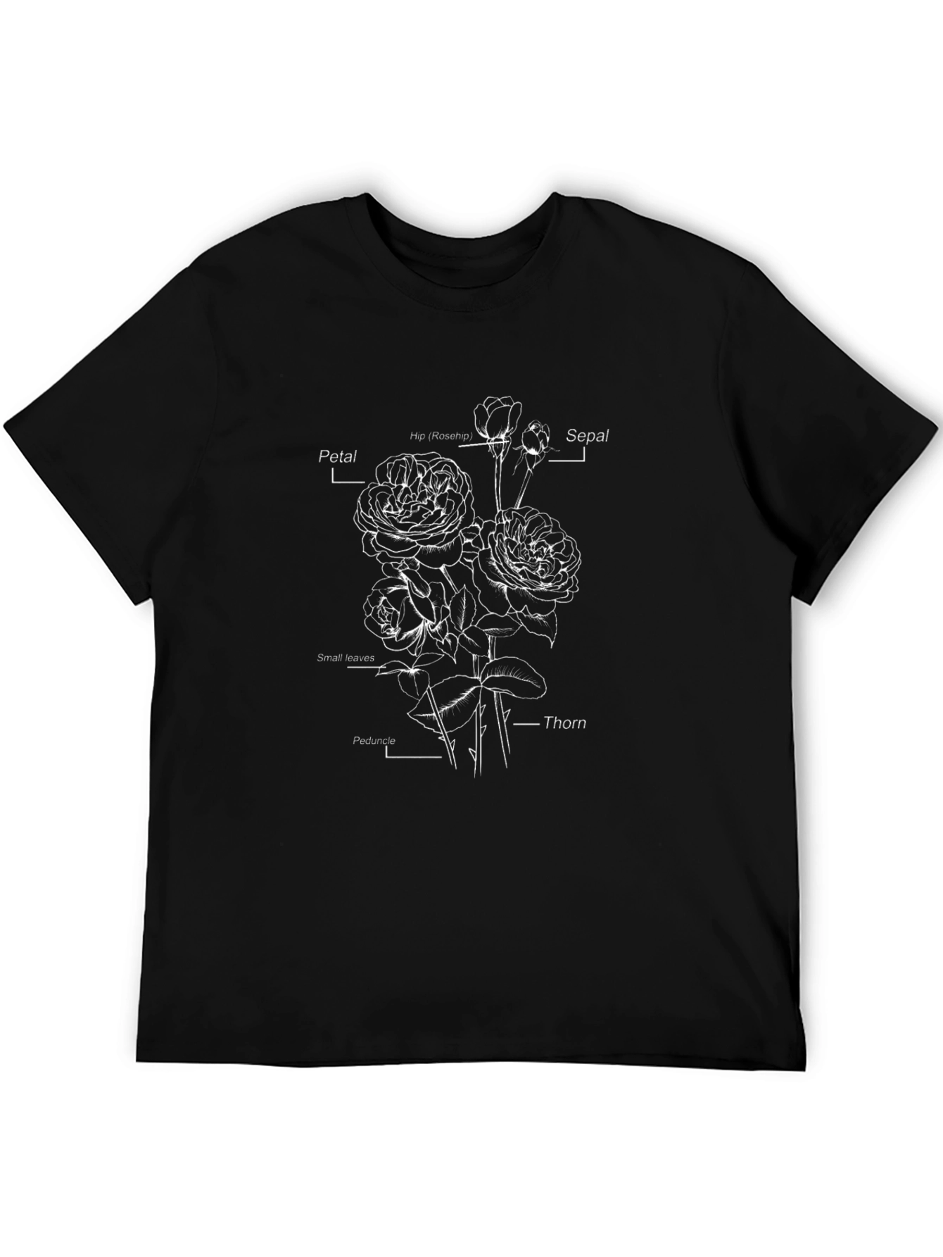 Floral Anatomy Print Black T-Shirt