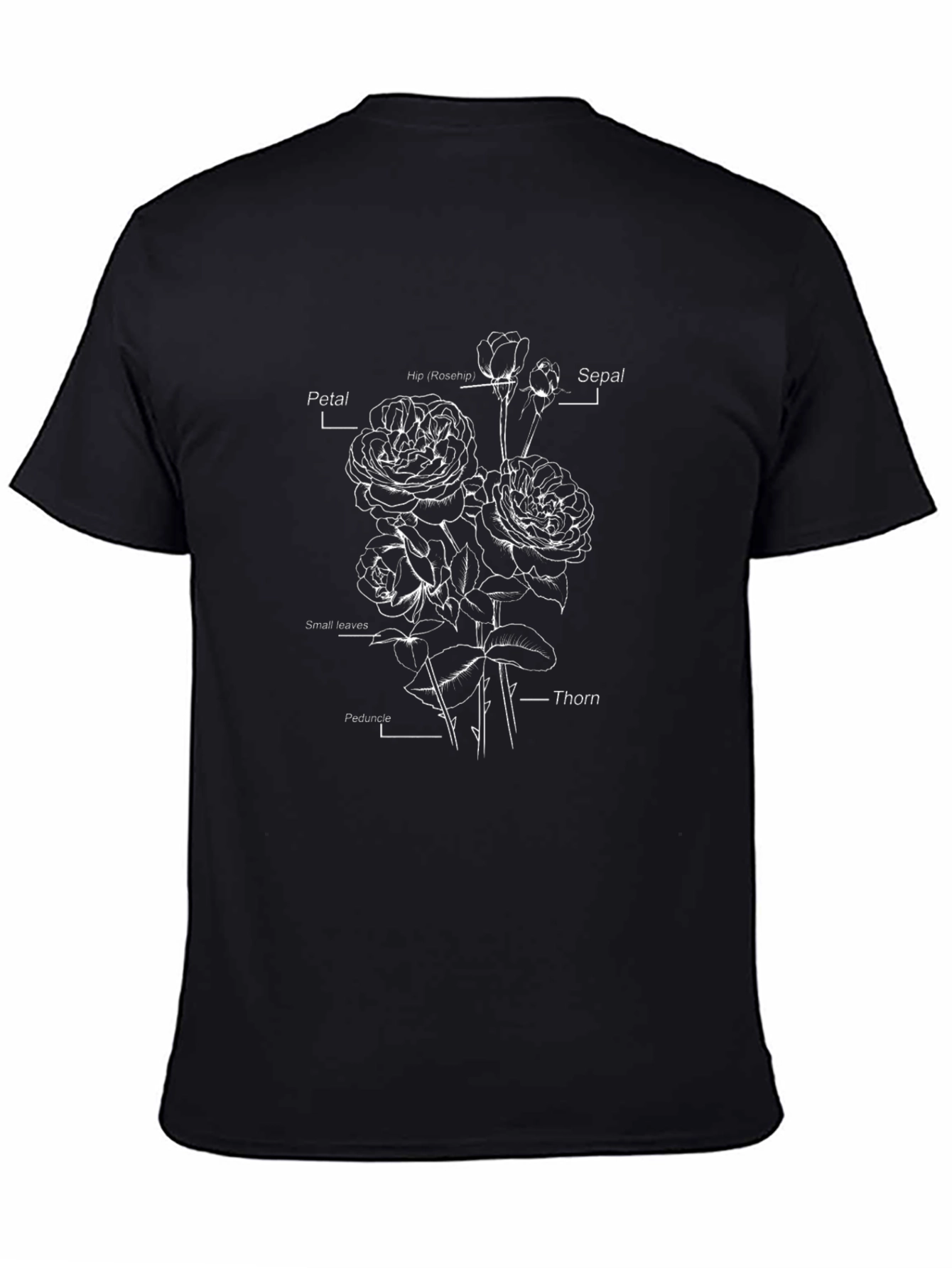 Floral Anatomy Print Black T-Shirt