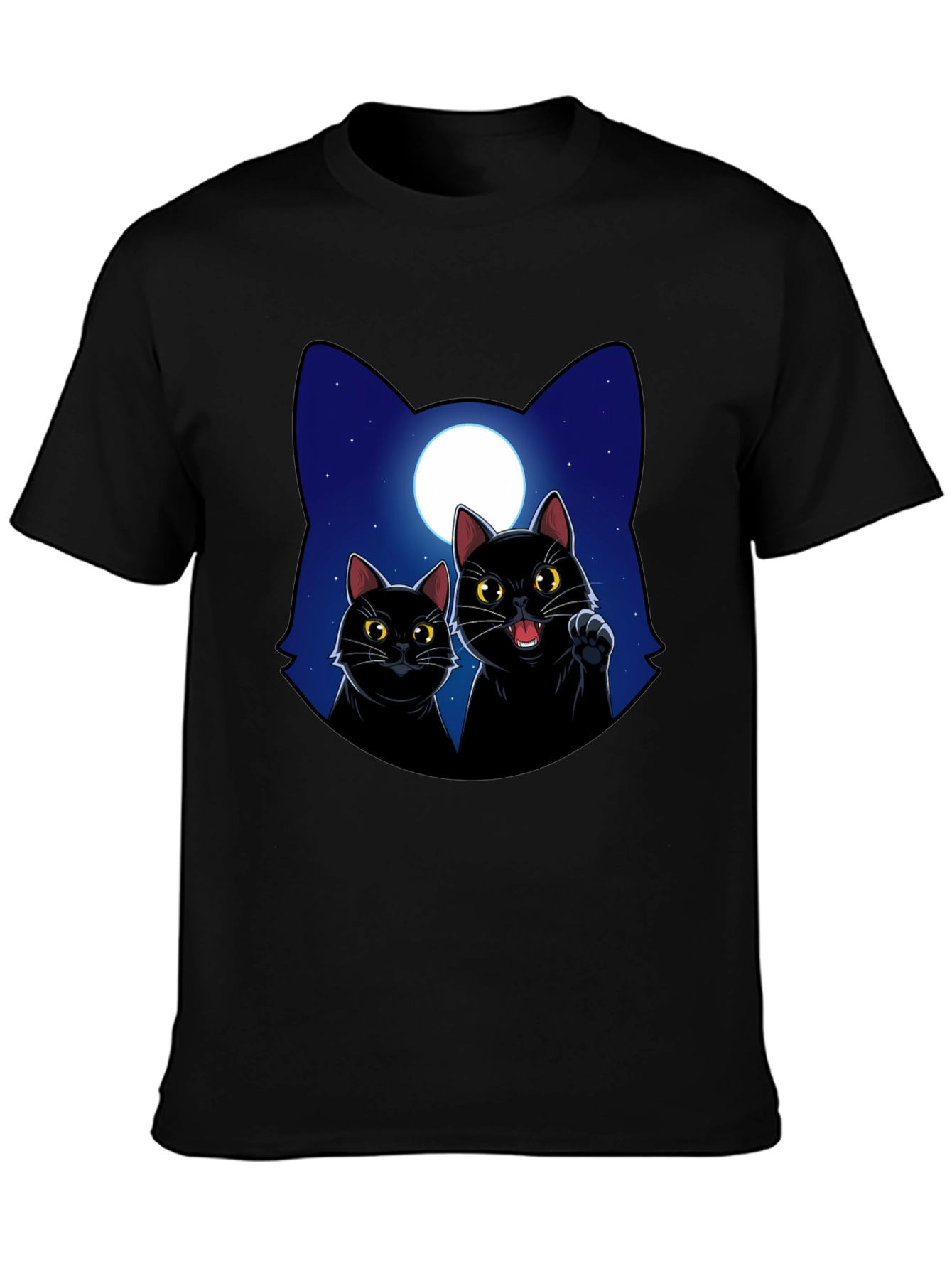 Black Cat Moon Graphic T-Shirt