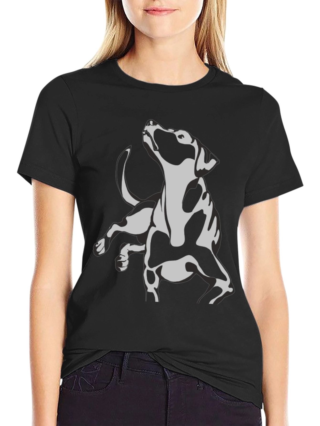 Dog Graphic Print Black T-Shirt