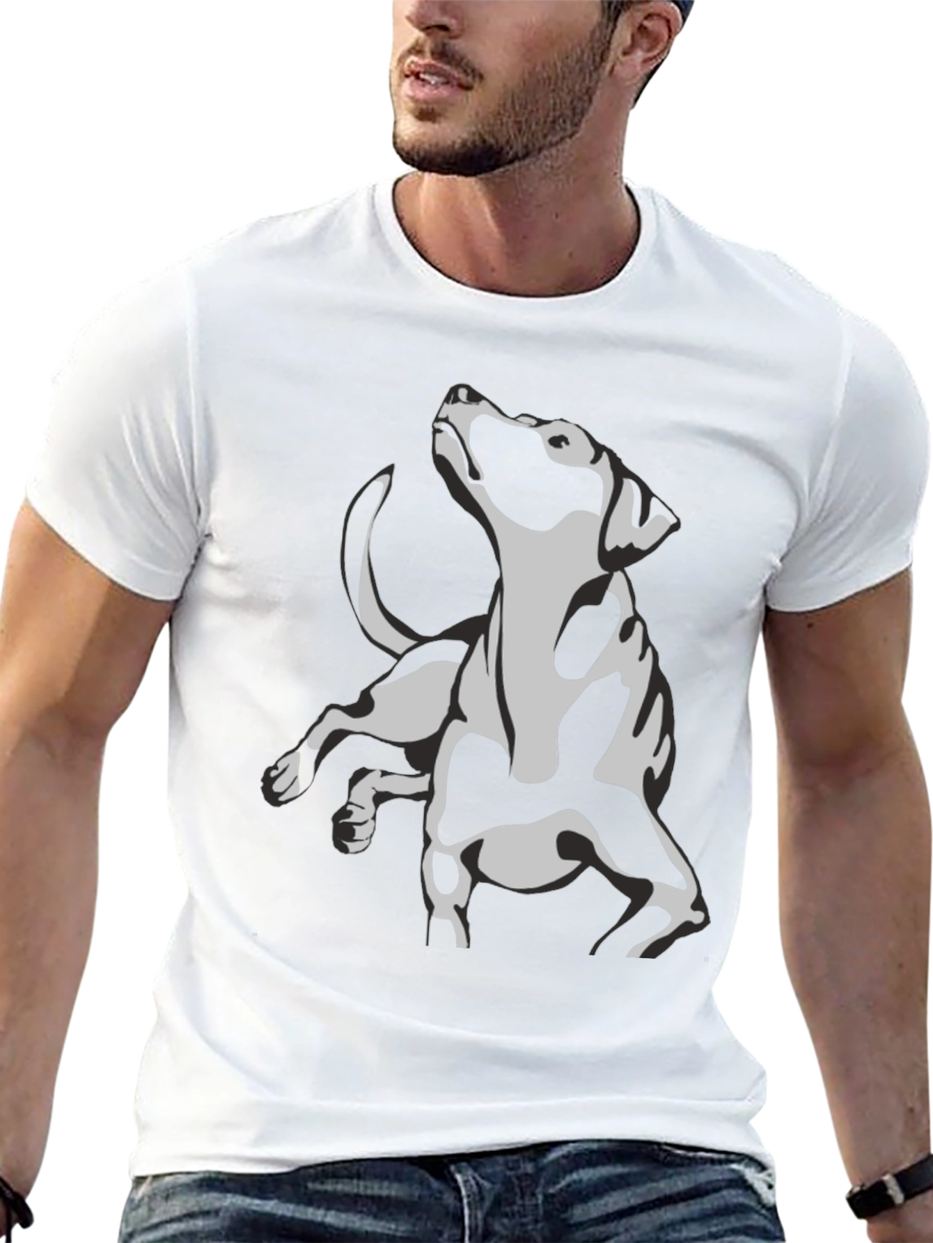 Dog Graphic Print Black T-Shirt