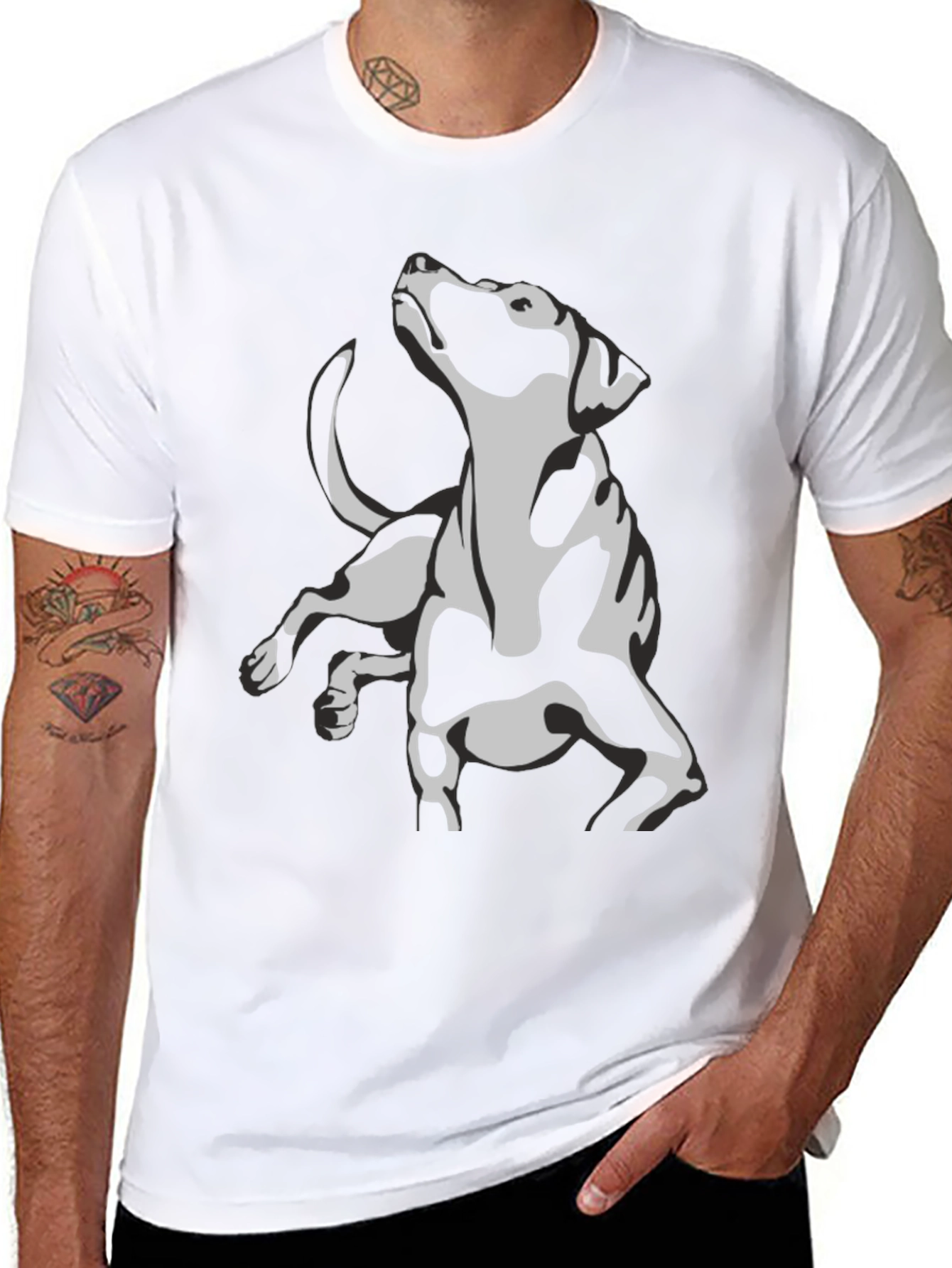 Dog Graphic Print Black T-Shirt