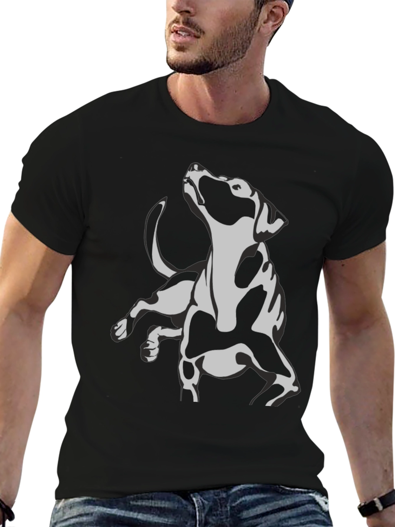 Dog Graphic Print Black T-Shirt