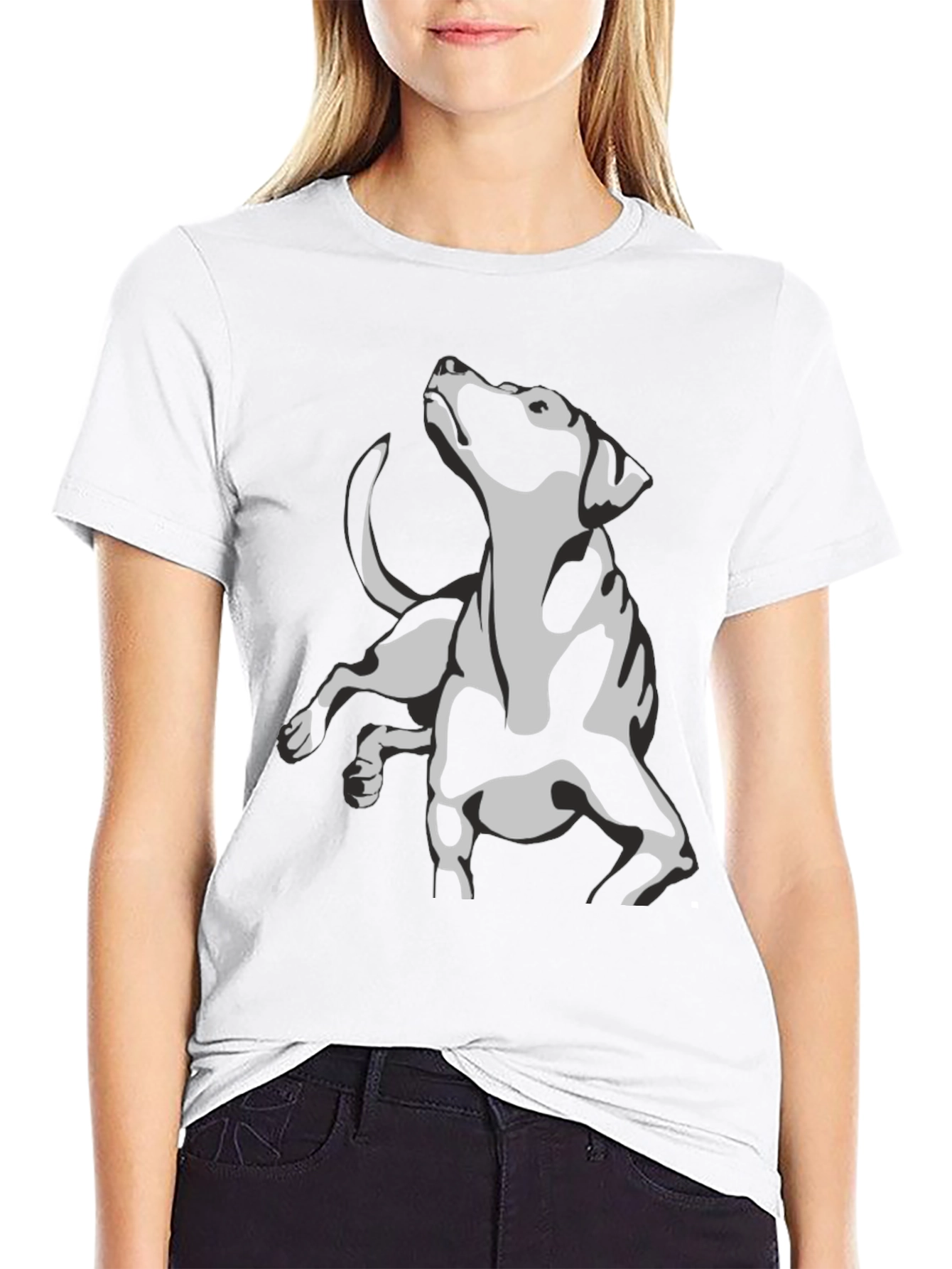 Dog Graphic Print Black T-Shirt