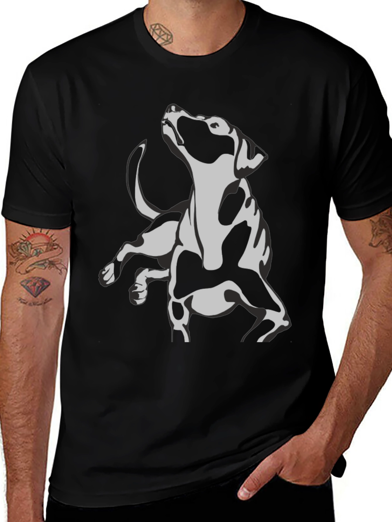 Dog Graphic Print Black T-Shirt