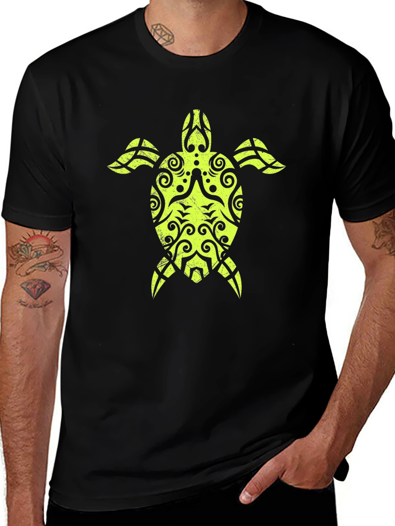 Tribal Turtle Graphic Tee - Black