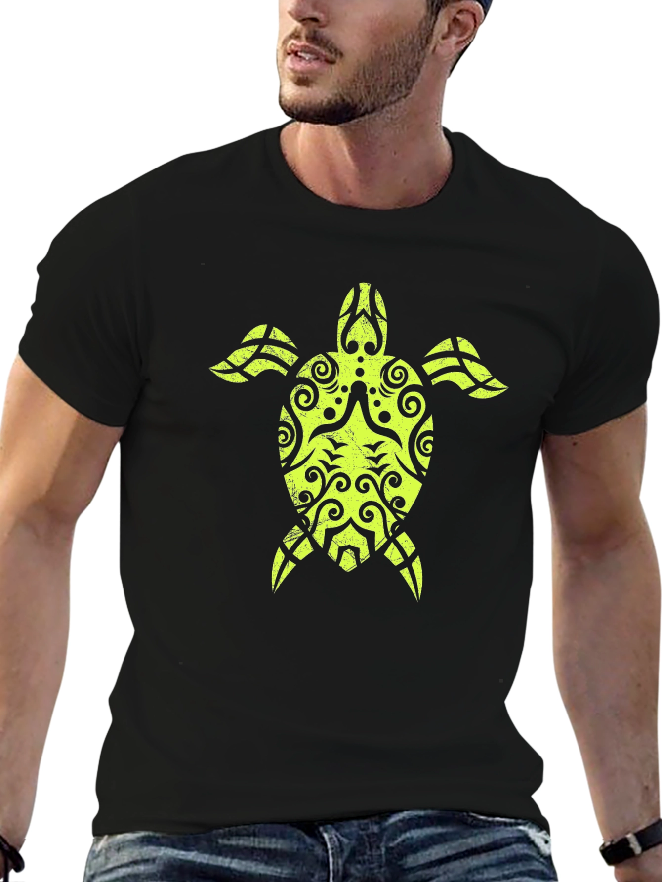 Tribal Turtle Graphic Tee - Black