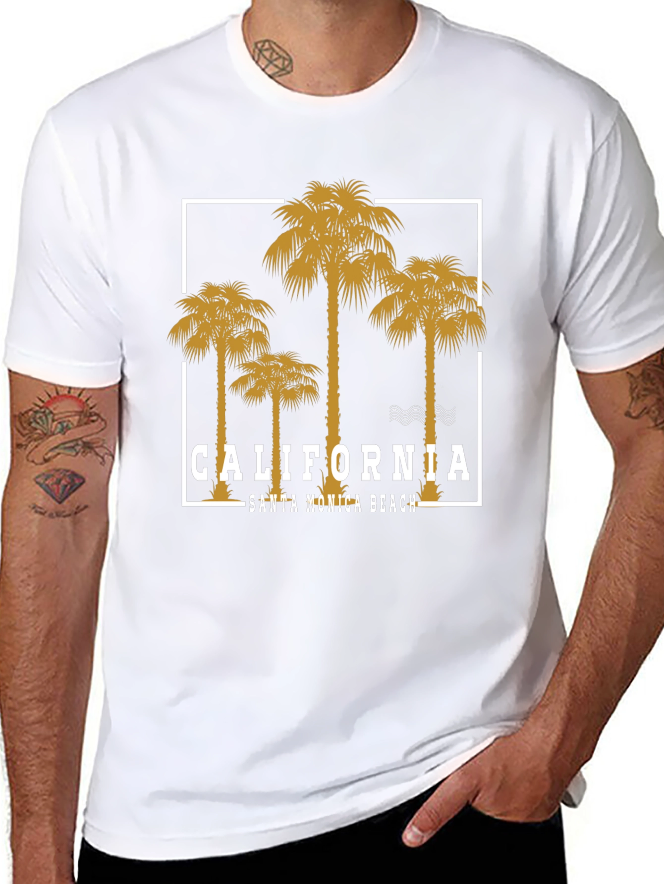 California Santa Monica Beach Graphic T-Shirt