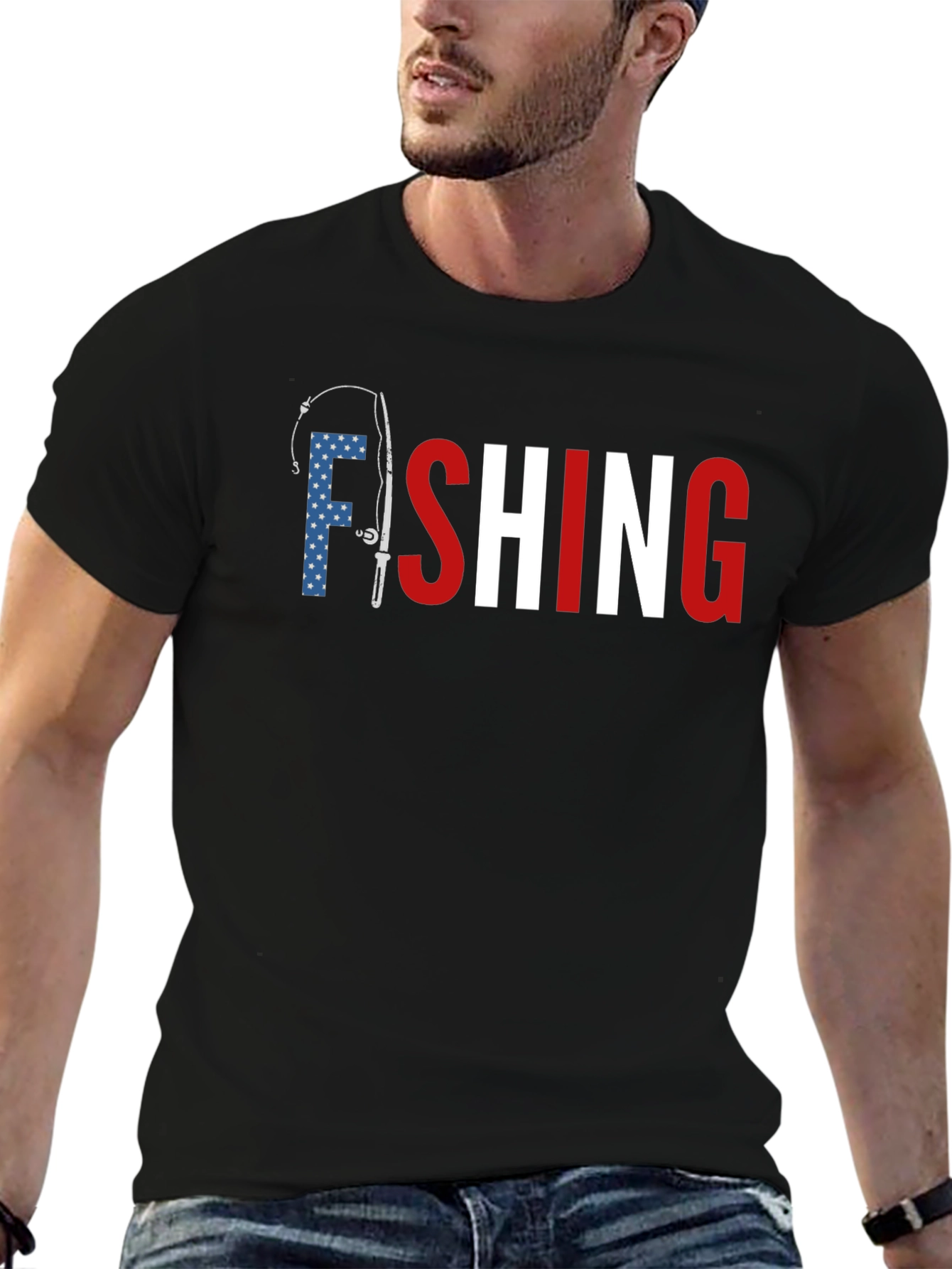 American Fishing T-Shirt - Patriotic Design