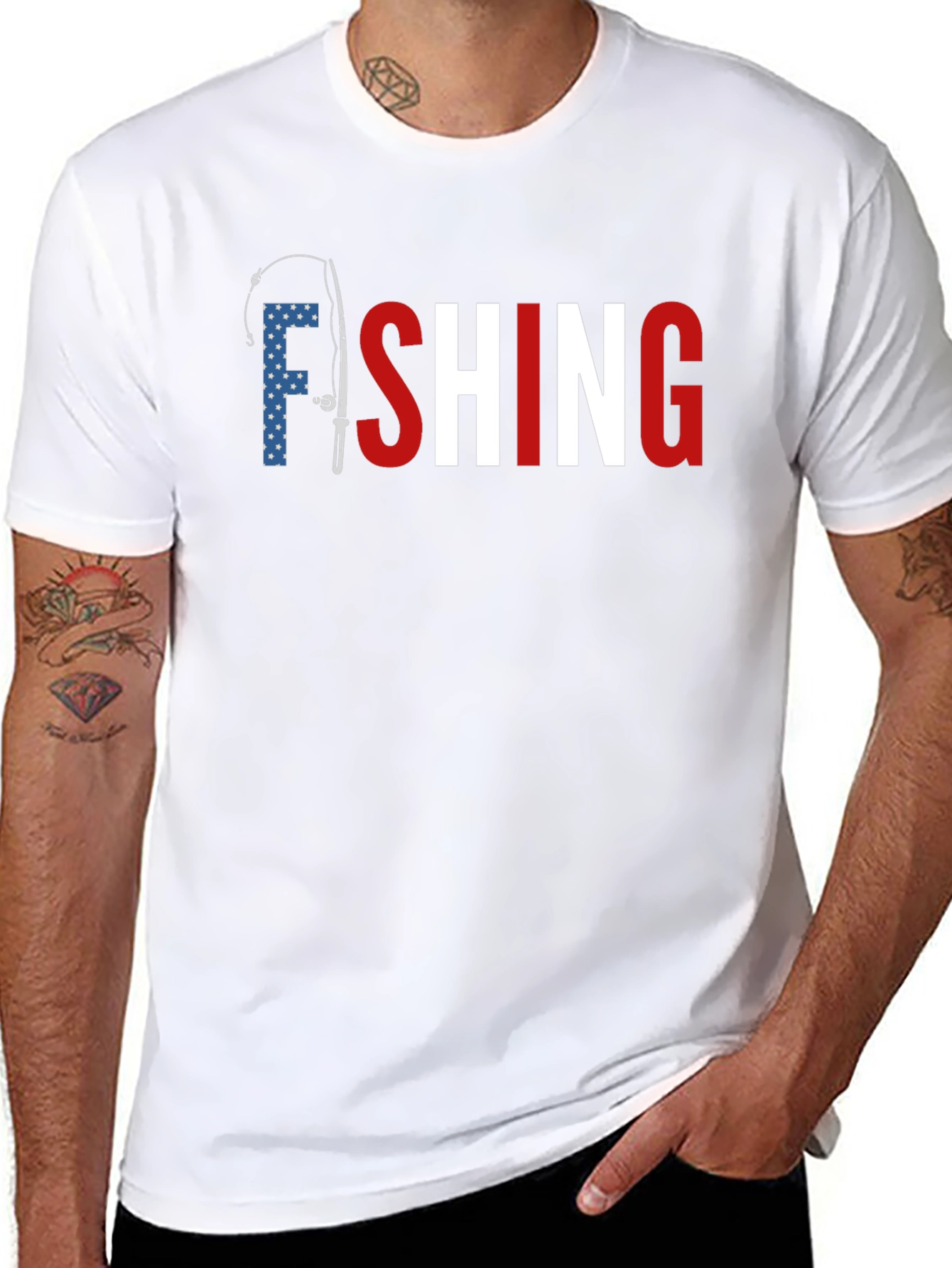 American Fishing T-Shirt - Patriotic Design