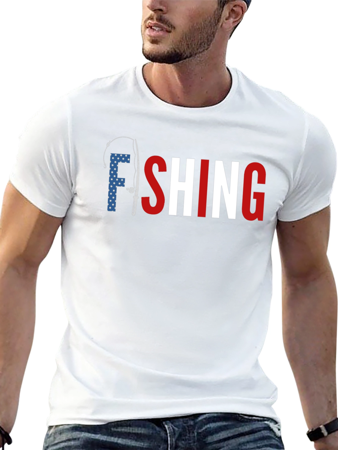 American Fishing T-Shirt - Patriotic Design