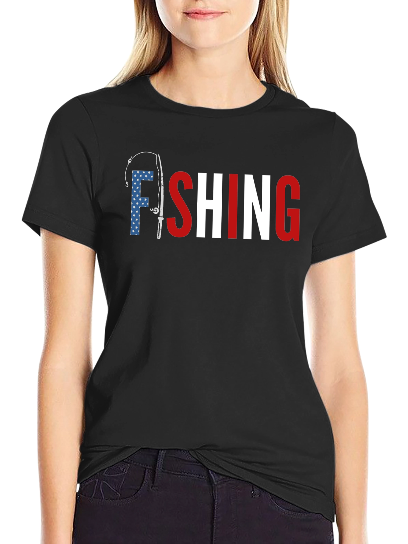 American Fishing T-Shirt - Patriotic Design