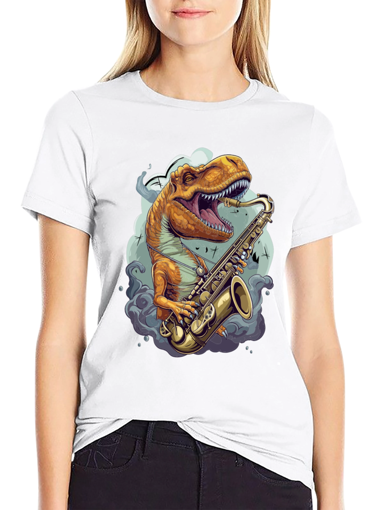 Dino Sax Player Graphic Tee