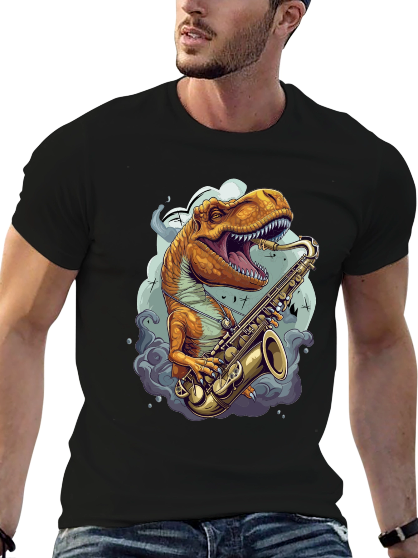 Dino Sax Player Graphic Tee