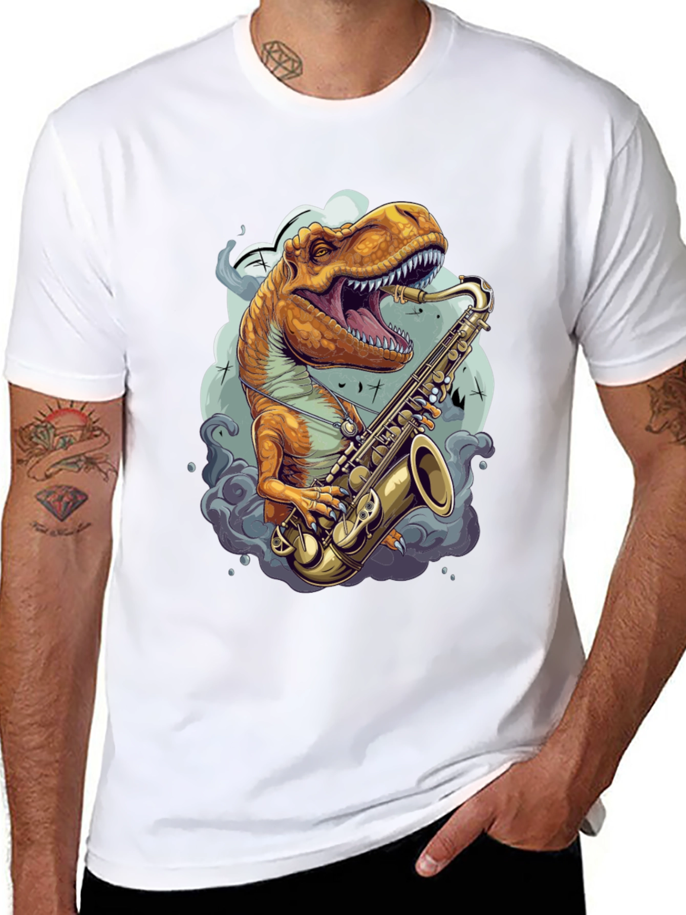 Dino Sax Player Graphic Tee