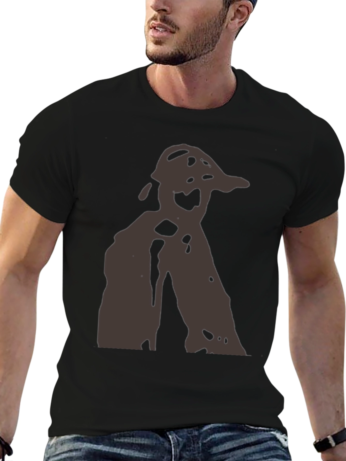 Abstract Silhouette Graphic Black Tee