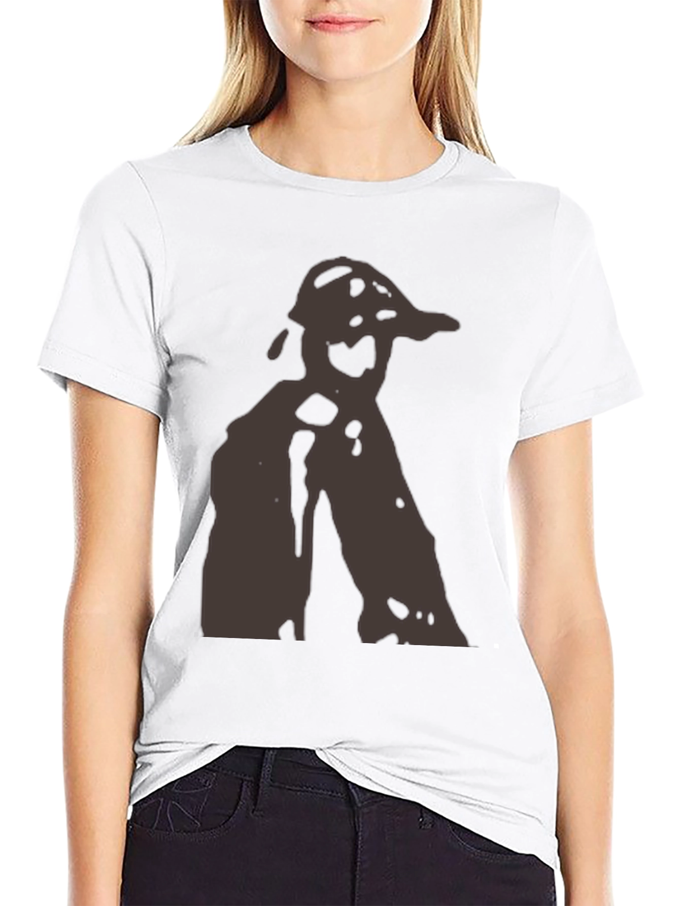 Abstract Silhouette Graphic Black Tee