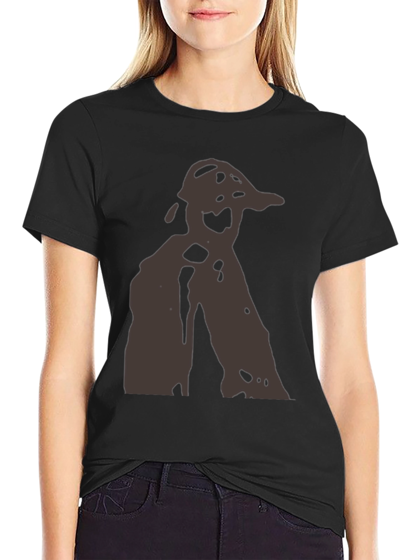 Abstract Silhouette Graphic Black Tee