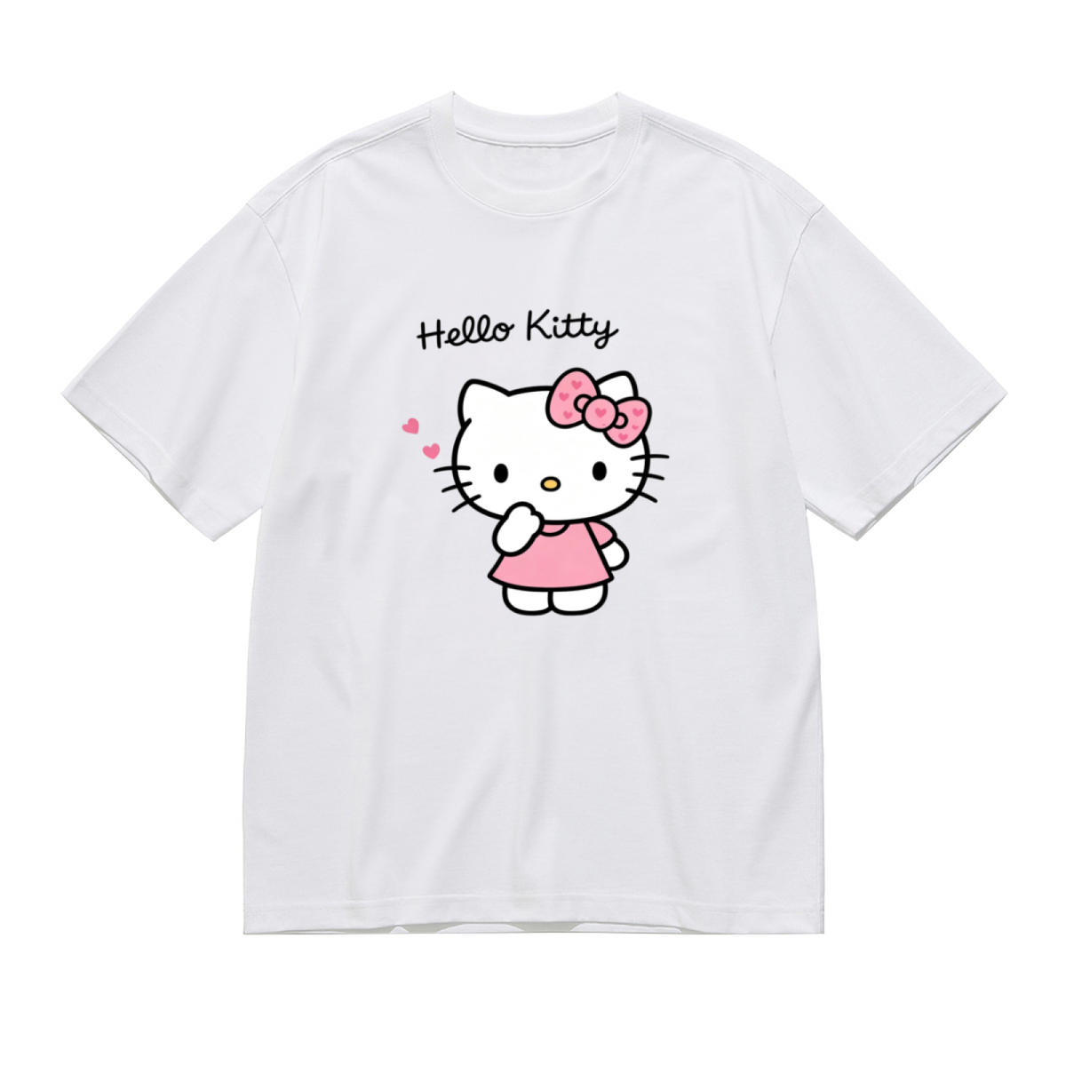Plus Size Women Lovely Blowing?Kiss Hello Kitty Ladies Short Sleeve Tee