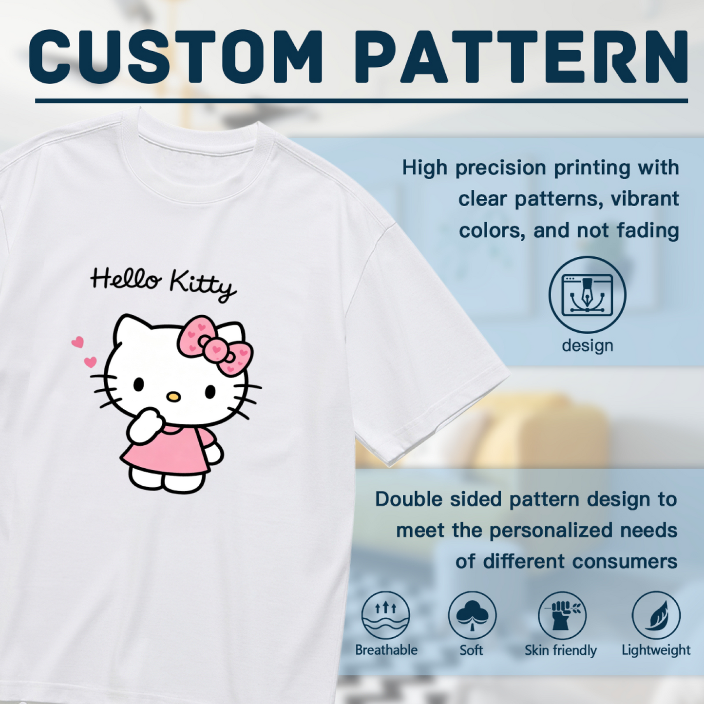 Plus Size Women Lovely Blowing?Kiss Hello Kitty Ladies Short Sleeve Tee