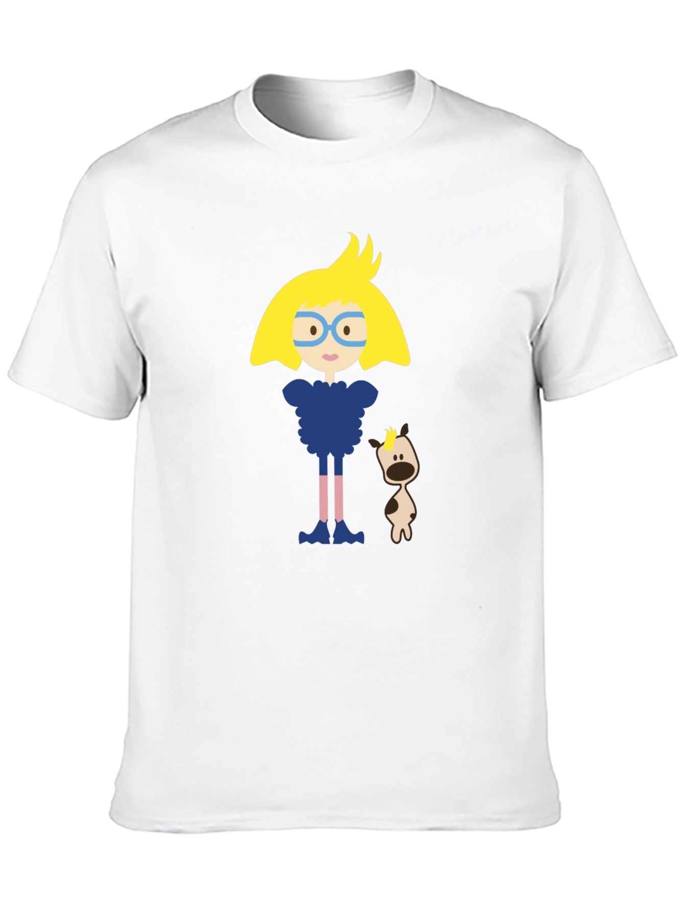 Cartoon Character Black Cotton T-Shirt
