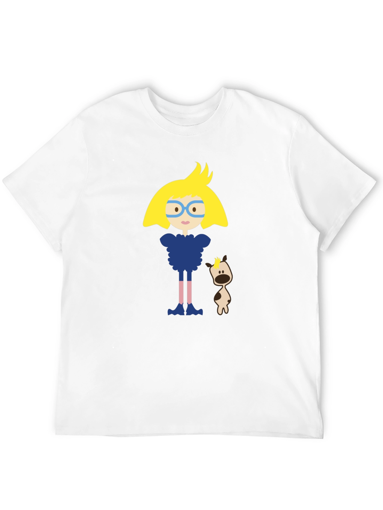 Cartoon Character Black Cotton T-Shirt