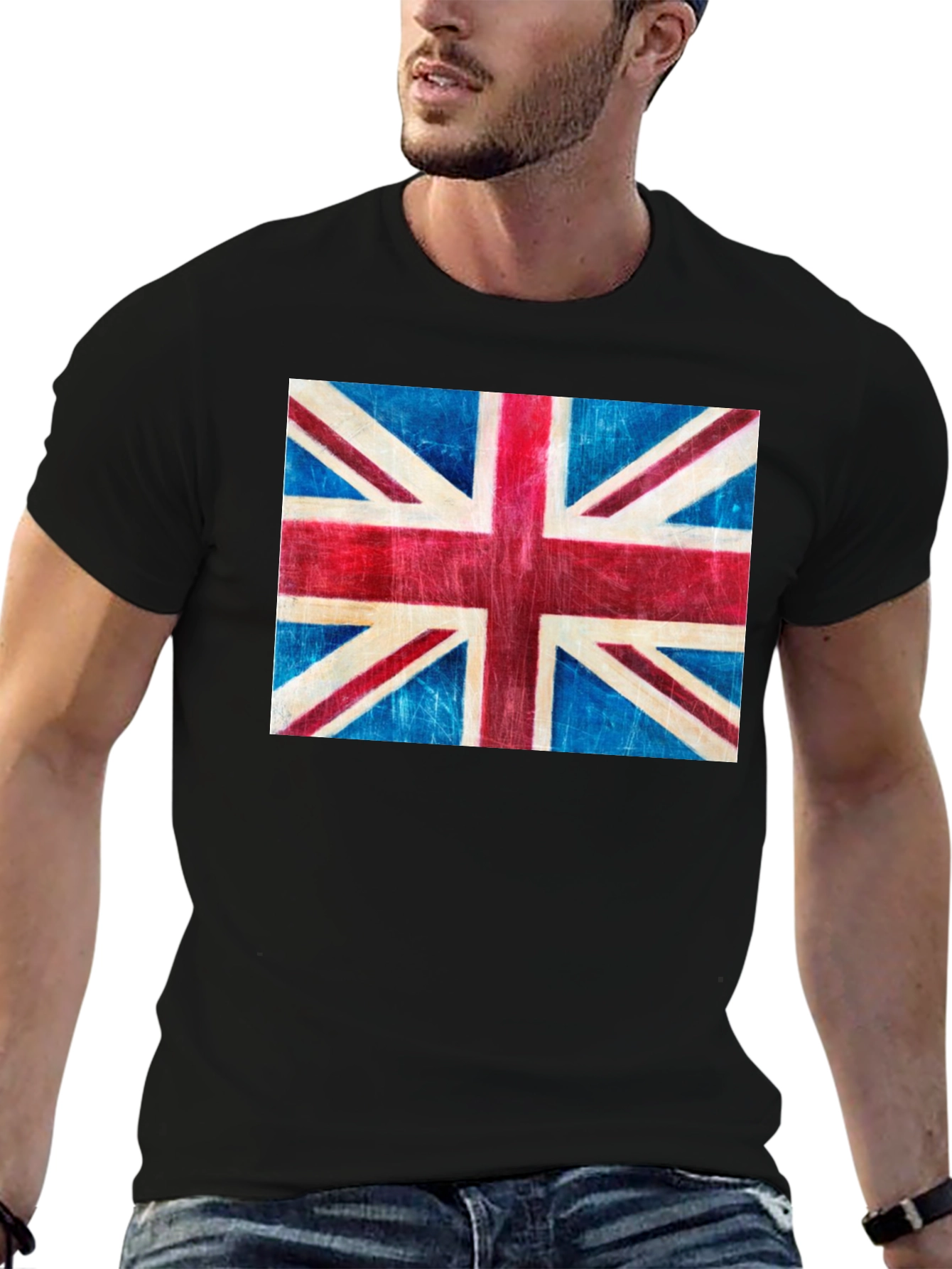 Union Jack Flag Graphic Tee - Black